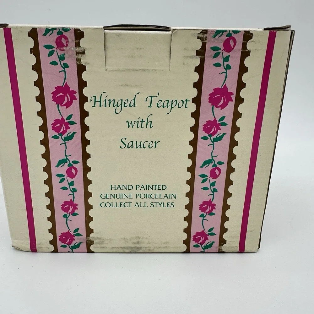 NOS Vintage My‎ treasures Hinged Teapot with Saucer Flower Style